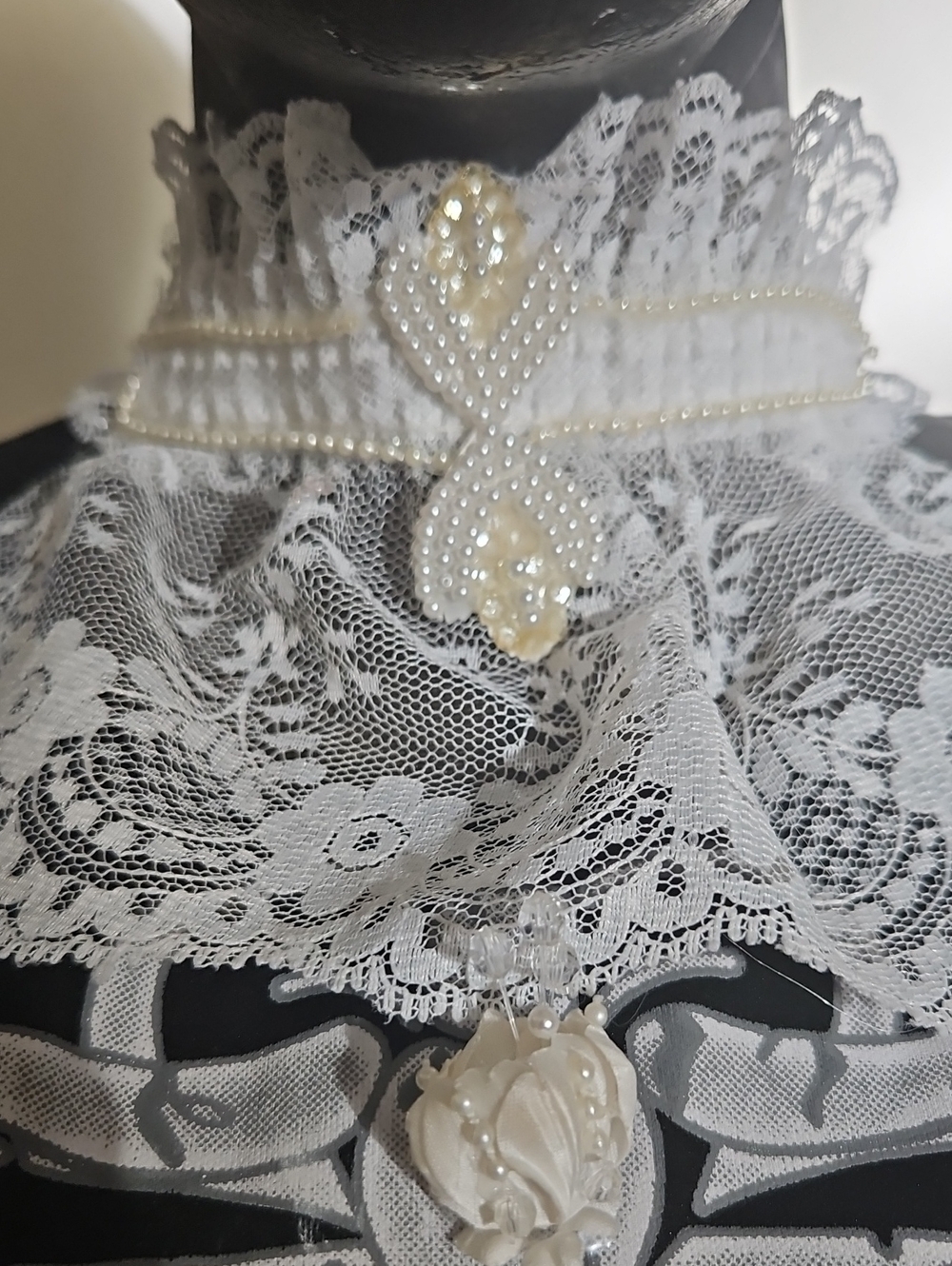 Upcycled Ghost Of Ophelia Gothic Skeleton Costume Black & Silver Gown L - Picture 6 of 15